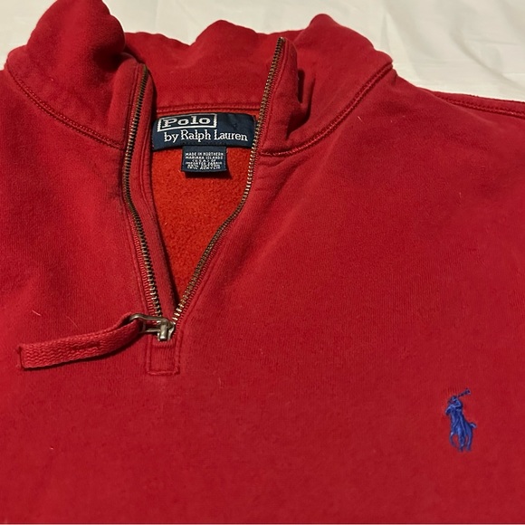 Polo By Ralph Lauren Pull Over Red 1/4 Zip Size Large - Picture 2 of 6
